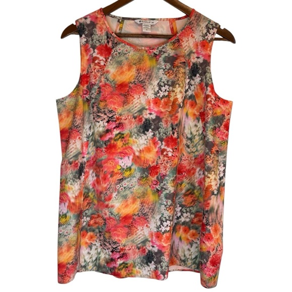 Athleta refined zephyr tank top renewed bloom floral pink sleeveless Medium - Picture 1 of 8